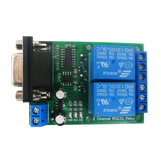 N228D02 DC 12V 24V 2CH DB9 UART Relay Module RS232 Serial Port Switch Board For PC PLC Motor LED PTZ