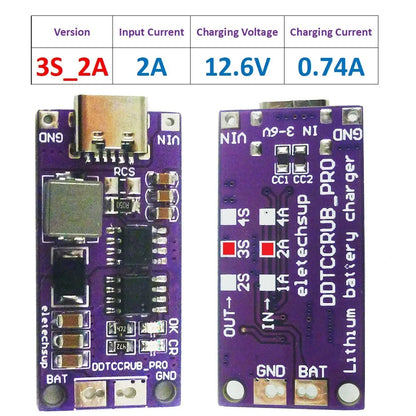 DDTCCRUB 1-4Cell Type-C to 4.2V 8.4V 12.6V 16.8V LiPo Li-Ion Battery Pack Portable Charger Diy Outdoor Emergency Power Supply Solar Panel