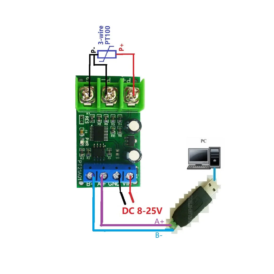 PT21A01 PT22B01 1CH 500 Celsius PT100 Thermocouple RTD emperature Sensor RS485 Temperature Sensor Module Modbus RTU Board Paperless Recorder