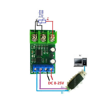 PT21A01 PT22B01 1CH 500 Celsius PT100 Thermocouple RTD emperature Sensor RS485 Temperature Sensor Module Modbus RTU Board Paperless Recorder