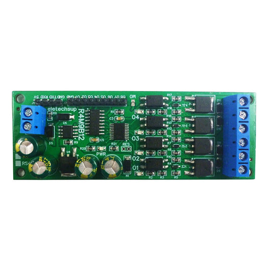 R4M9B12 DC 6-24V 4CH RS485 TTL232 Multifunction MOS Transistor Solid State Relay Module Modbus RTU AT Command for PLC Motor PTZ LED