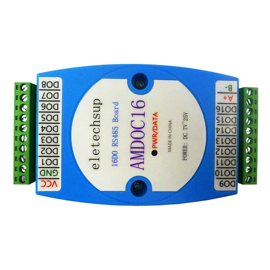 AMDOC16 Integrated Circuit Board with 16 Digital Outputs, RS485 Isolated Communication, MODBUS RTU Protocol, for DC 12V 24V Systems