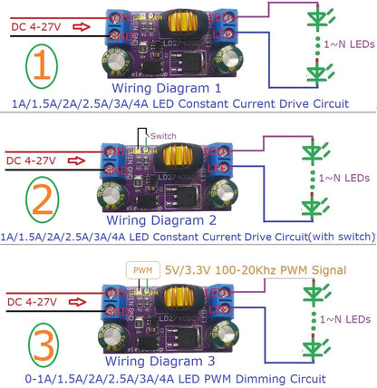 LD2740SC 1A/1.5A/2A/2.5A/3A/4A High-Power Constant-Current Step-Down LED Driver Board DC 4-27V for Automotive RCL DRL Fog Lights