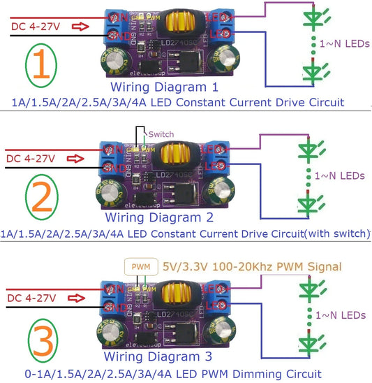 LD2740SC 1A/1.5A/2A/2.5A/3A/4A High-Power Constant-Current Step-Down LED Driver Board DC 4-27V for Automotive RCL DRL Fog Lights