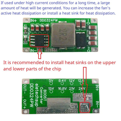 DD0324PW 25W Mini Size High-power 2-5Cell Battery Multiplier 3.7V 4.2V to 8.4V 12.6V 16.8V 21V DC-DC Boost Converter Module 5V 12V 15 24V