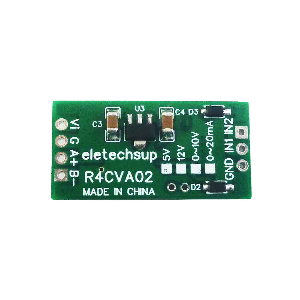 R4CVA02 Mini 2CH Modbus RTU RS485 A/D Converter for 4-20mA  0-5V 0-10V Input Signal 4-25VDC R4CVA02