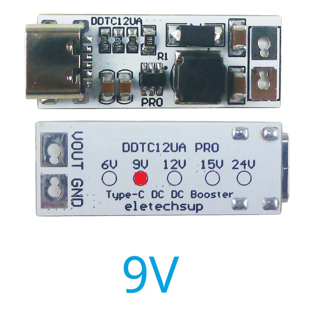 DDTC12UA_PRO Full Function Type-C PD QC USB 5V to 5V to 6V 9V 12V 15V 24V 9W DC-DC Boost Converter for Arduino Smart Home Speaker