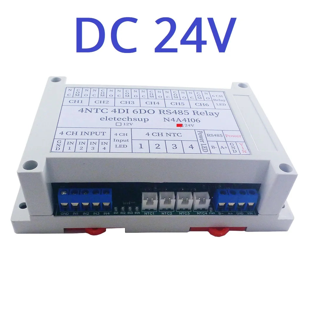 N4A4I06 14CH Multifunction RS485 Network Bus NTC Temperature Collector 4AI-4DI-6DO Modbus RTU PLC Remote IO Analog Digital Expander