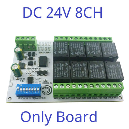 RYR408B 8CH DC 12V 24V Modbus Relay Module(DIP Switch Set Parameters)