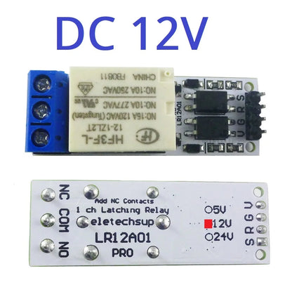 LR12A01 For Arduiuo ESP32 DC 5V 12V 24V Magnetic Latching Relay Module Bistable Self-locking Flip-Flop Latch Switch Board