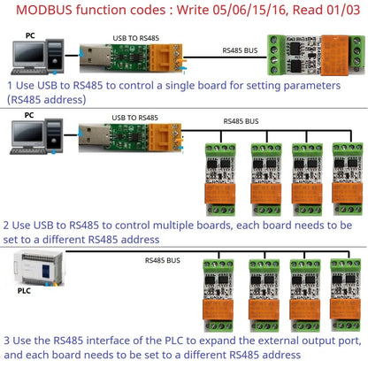 R4ROM01 3A Mini Size & Low Noise 5V 12V 24V RS485 Relay Board Modbus Rtu Remote IO 110V 120V 220V Small Electronic Switch