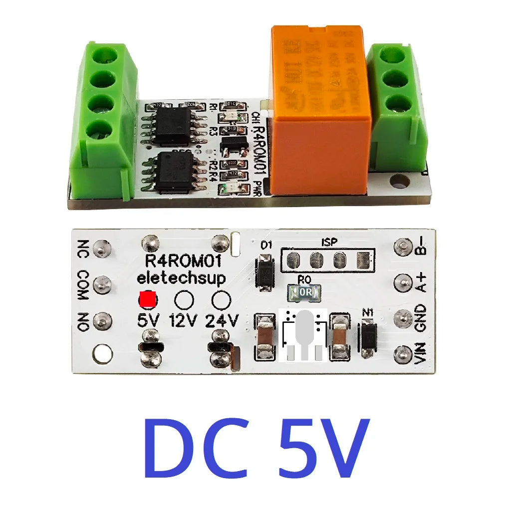 R4ROM01 3A Mini Size & Low Noise 5V 12V 24V RS485 Relay Board Modbus Rtu Remote IO 110V 120V 220V Small Electronic Switch