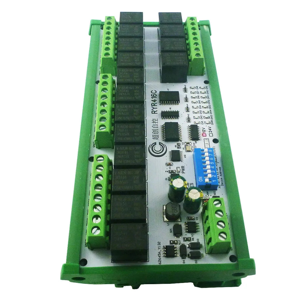 RYR416C 16CH DC 12V 24V Hardware Setup Parameters Modbus Rtu Multifunction RS485 Relay Module PLC HMI IO Expansion Board
