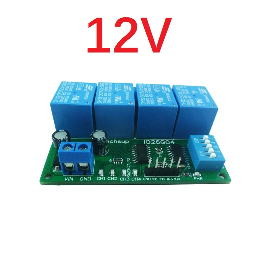 IO26G04 4ch Multifunction Delay Relay Module Flip-Flop Latch Bistable Self-locking Interlock Latch Power Conditioner Sequencer Board