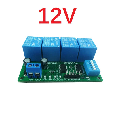 IO26G04 4ch Multifunction Delay Relay Module Flip-Flop Latch Bistable Self-locking Interlock Latch Power Conditioner Sequencer Board