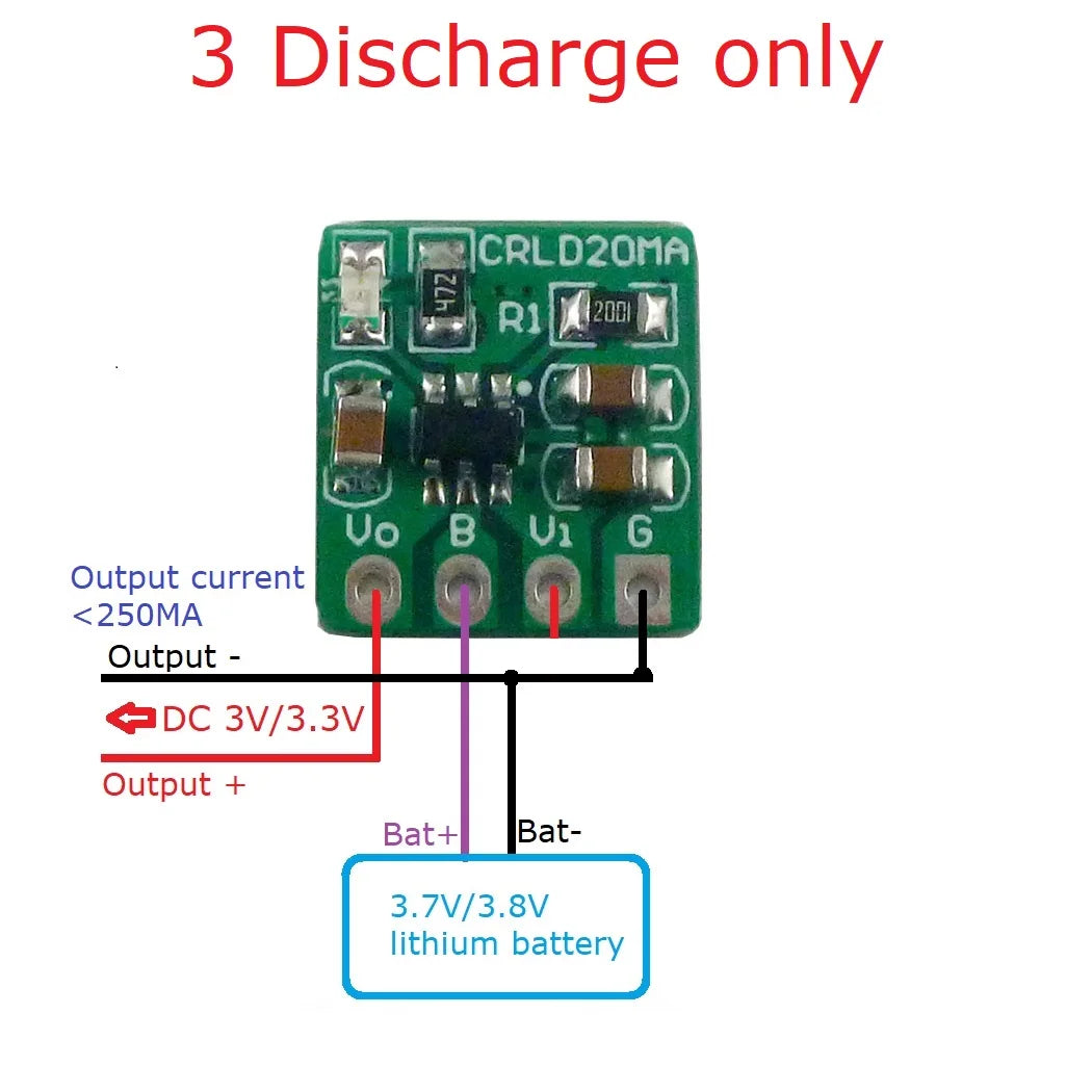 CRLD20MA Automatic Charging Discharging Module Dc 5V To 4.2V Battery Charger & Dc 3.7V 3.8V To 3.3V 3V Ldo Converter 18650 Li-Ion Li-Poly