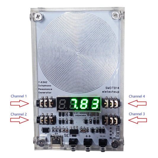SMDTB14 4CH High-Precision 7.83 Schumann Resonance Pure Sine Wave Signal Generator External Antenna for Mentally Physically Health Sleep