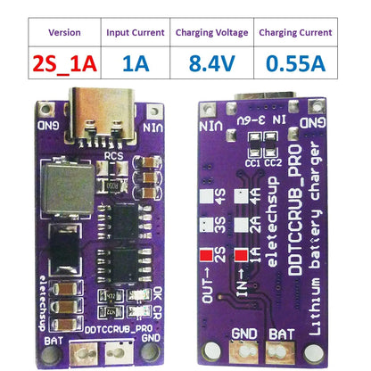 DDTCCRUB 1-4Cell Type-C to 4.2V 8.4V 12.6V 16.8V LiPo Li-Ion Battery Pack Portable Charger Diy Outdoor Emergency Power Supply Solar Panel
