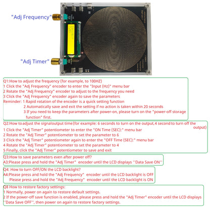 SMFSB07 7.83Hz Schumann Resonance Generator 0.01Hz-100kHz Adjustable 4 Outputs Timer 150mm Antenna for Meditation Biohacking 5V DC