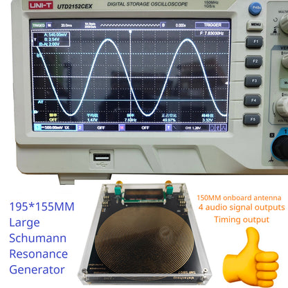SMFSB07 7.83Hz Schumann Resonance Generator 0.01Hz-100kHz Adjustable 4 Outputs Timer 150mm Antenna for Meditation Biohacking 5V DC