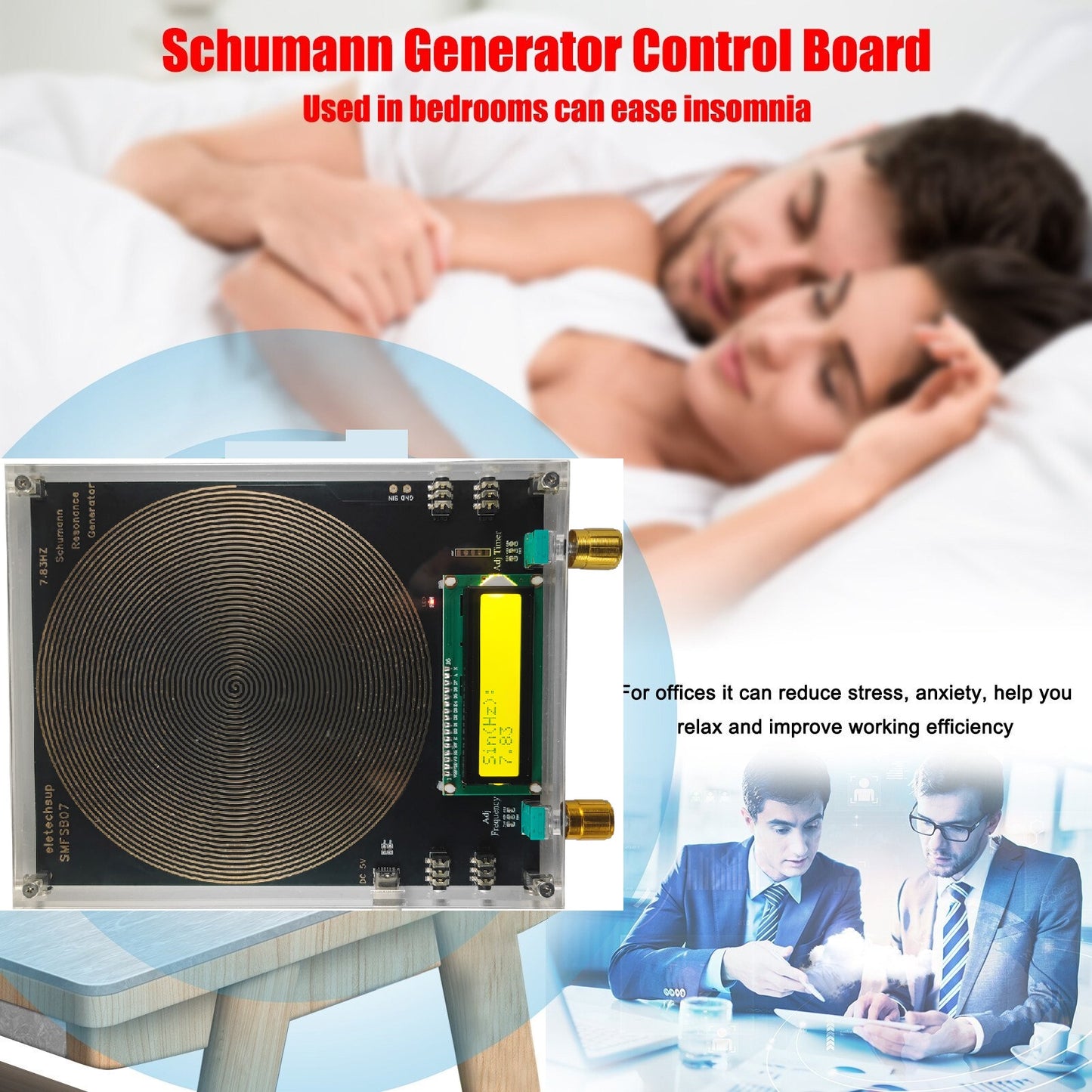 SMFSB07 7.83Hz Schumann Resonance Generator 0.01Hz-100kHz Adjustable 4 Outputs Timer 150mm Antenna for Meditation Biohacking 5V DC