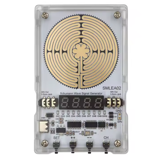SMLEA02 Portable 0.01Hz-9999Hz Pure Sine Wave Signal Generator 7.83Hz Schumann Generator DC 5V Type-C Dual 3.5mm Audio Transparent Acrylic Shell