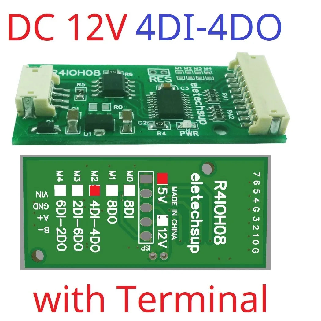 R4IOH08 8DI 8DO 4DI-4DO 2DI-6DO 6DI-2DO Multipurpose RS485 Digital Input Output Module mini PLC IO Dilator DC 12V 24V for Arduino