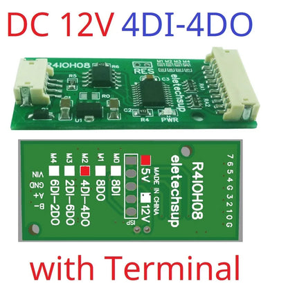 R4IOH08 8DI 8DO 4DI-4DO 2DI-6DO 6DI-2DO Multipurpose RS485 Digital Input Output Module mini PLC IO Dilator DC 12V 24V for Arduino