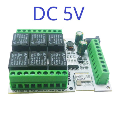 TYROD06 6 DI-DO DC 5V/12V/24V IOS Android Smart Wifi Relay 2.4G RF Remote Control IOT Switch NPN IN Dry Contact Out Tuya Smart Life APP