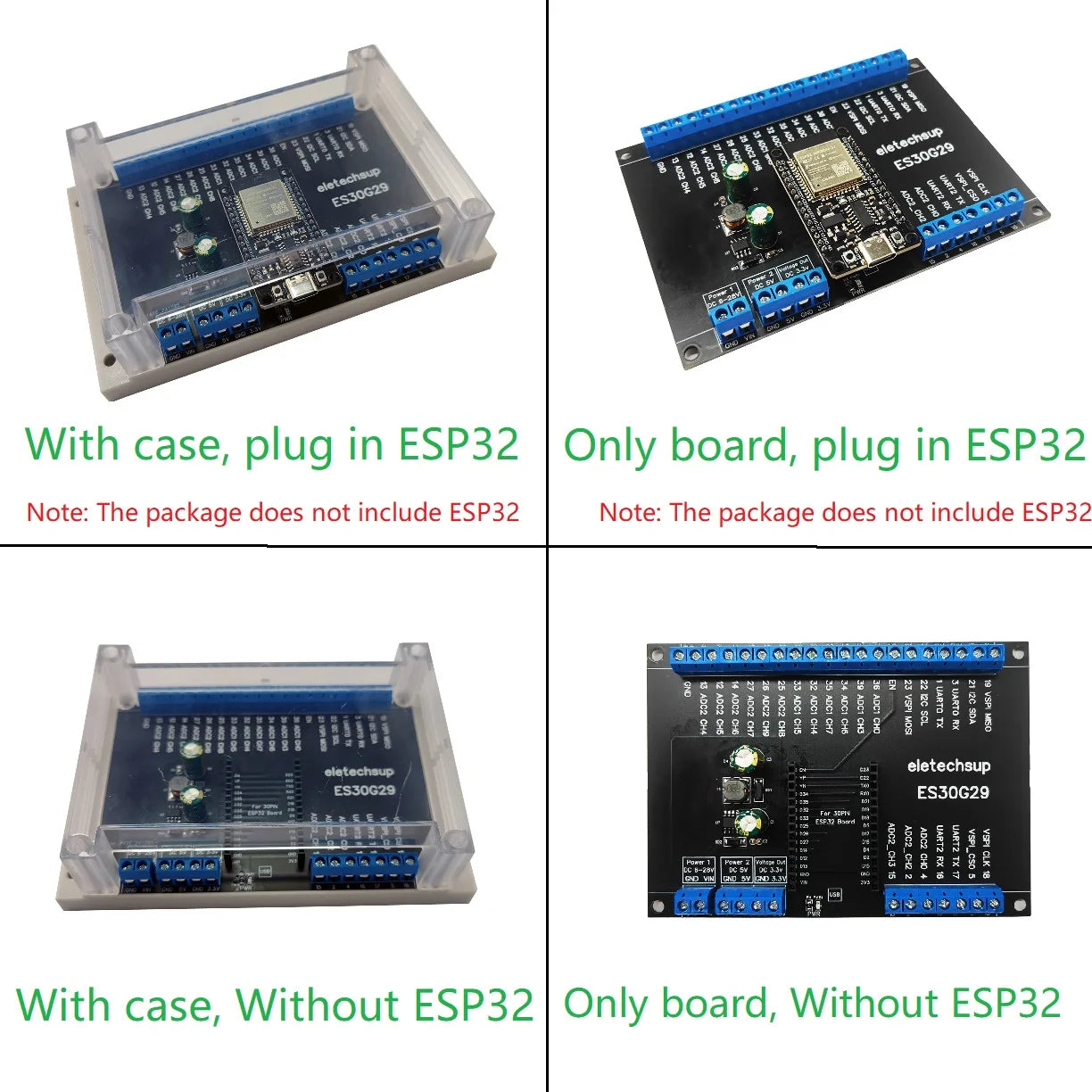 ES30G29 Transparent Cover ESP32 Devkit Expansion Board Din Rail 5.0 Cross Terminal Block Adapter Module for Bluetooth Arduino Wifi IOT