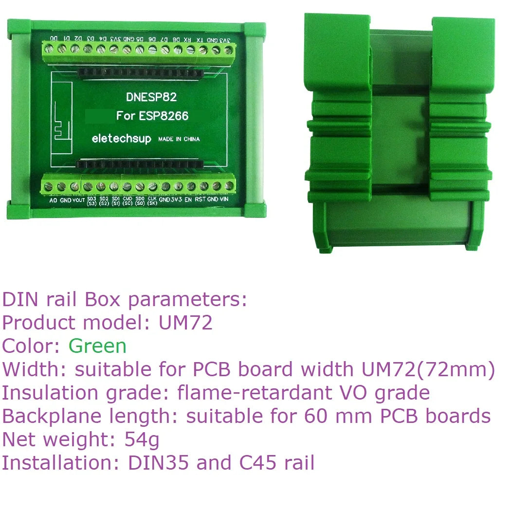 DNESP82 WIFI NodeMcu Lua ESP8266 Wifi GPIO DIN Rail 3.96 PinBoard Box Expansion Board for Arduiuo Ethernet PLC