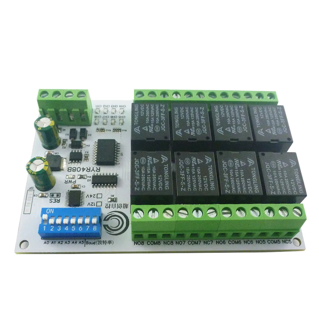 RYR408B 8CH DC 12V 24V Modbus Relay Module(DIP Switch Set Parameters)
