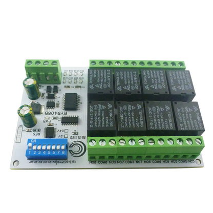 RYR408B 8CH DC 12V 24V Modbus Relay Module(DIP Switch Set Parameters)