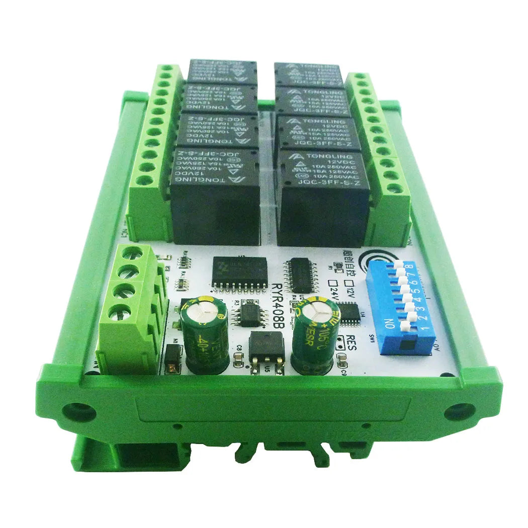RYR408B 8CH DC 12V 24V Modbus Relay Module(DIP Switch Set Parameters)