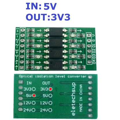 OP71A04 4ch 3.3V 5V 12V 24V Digital Logic Level Conversion Module PNP/NPN to NPN Optical Isolation Board for Arduiuo  NANO STM32 AVR