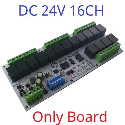 RYR416C 16CH DC 12V 24V Hardware Setup Parameters Modbus Rtu Multifunction RS485 Relay Module PLC HMI IO Expansion Board