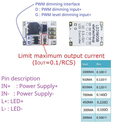 LD3190SB Multifunction DC-DC Buck Constant Current Driver DC 3.3-30V 200MA/300/450/700/900MA LED Dimmer PWM Controller Module LD3190SB