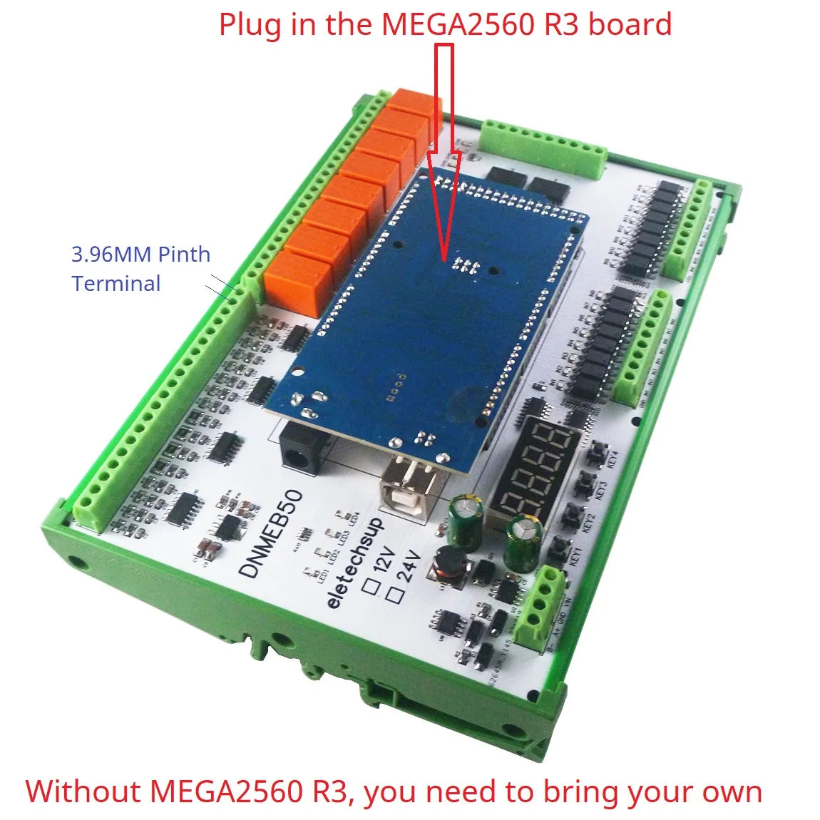 DNMEB50 16AI-16DI-16DO 4-20MA Current 0-5V/10V/30V Voltage Dry Wet Contact MOS RS485 Relay MEGA2560 R3 Expanding Board for Arduino PLC