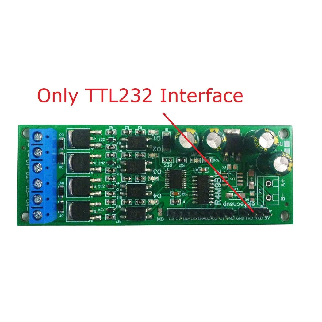 R4M9B12 DC 6-24V 4CH RS485 TTL232 Multifunction MOS Transistor Solid State Relay Module Modbus RTU AT Command for PLC Motor PTZ LED