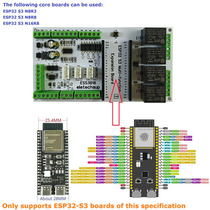 ESS3B18 ESP32 S3 Expansion Board for Current Voltage Relay Temperature Humidity AM2301 DS18B20 SHT20 SHT30 ACS712 WIFI MQTT IOT BLE