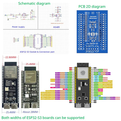 DNS3485 ESP32 S3 WiFi BLE RS485 485 BUS Expansion Board 2.4G Smart Home DIY Controller DIN Rail Module for Arduino IOT Simple PLC