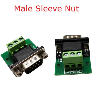 DB9FA03 DB9MB03 DB9 to (RXD TXD GND) 3Pin Terminal RS232 Converter Adapter Riveting Teeth Sleeve Nut for Arudino  MEGA PLC