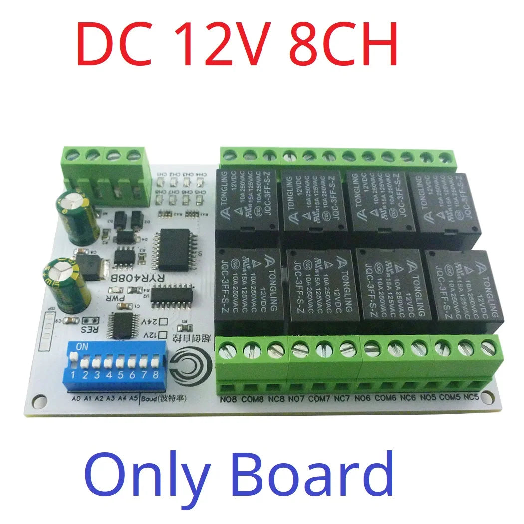 RYR408B 8CH DC 12V 24V Modbus Relay Module(DIP Switch Set Parameters)