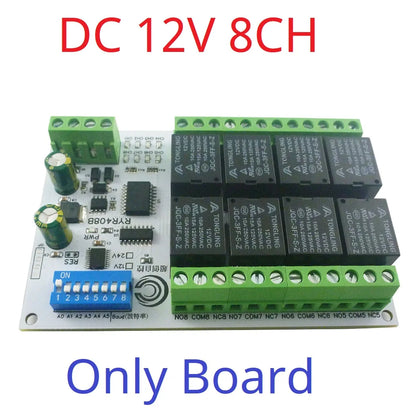RYR408B 8CH DC 12V 24V Modbus Relay Module(DIP Switch Set Parameters)