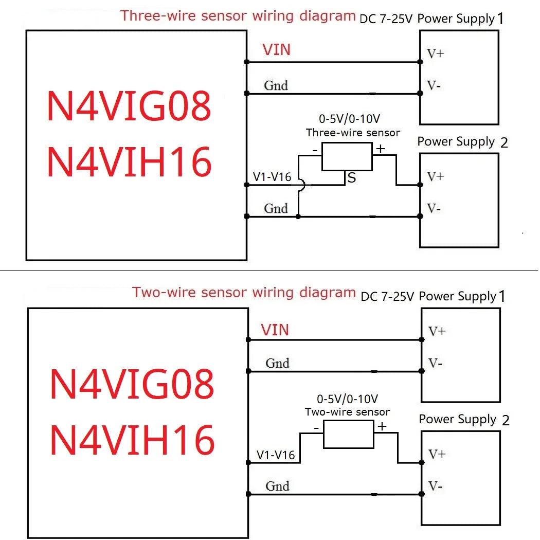 N4VIH16 16AI 0-5V 0-10V 4-20MA 0-20MA Current/Voltage Analog Acquisition RS485 Modbus RTU ADC Module DC 5V 12V 24V mini PinBoard