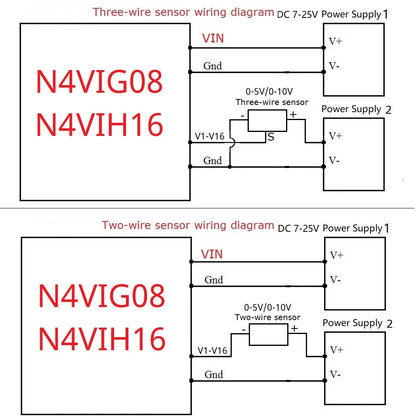 N4VIH16 16AI 0-5V 0-10V 4-20MA 0-20MA Current/Voltage Analog Acquisition RS485 Modbus RTU ADC Module DC 5V 12V 24V mini PinBoard