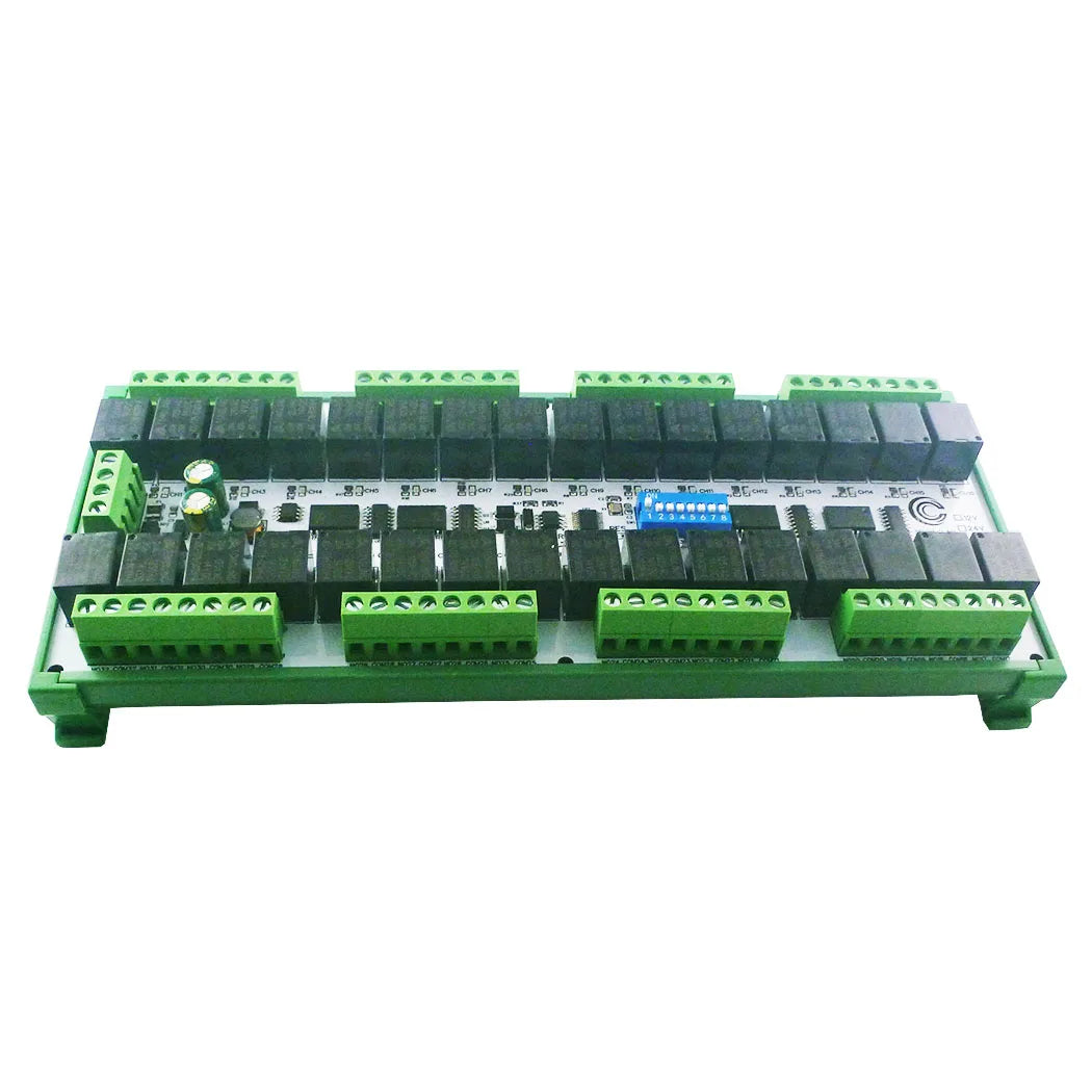 RYR432D Easy to Install DIN Rail Box DIP Switch Setup Parameters DC 12V 24V 20A 32CH Modbus RTU RS485 Relay Module RYR432D