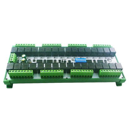 RYR432D Easy to Install DIN Rail Box DIP Switch Setup Parameters DC 12V 24V 20A 32CH Modbus RTU RS485 Relay Module RYR432D