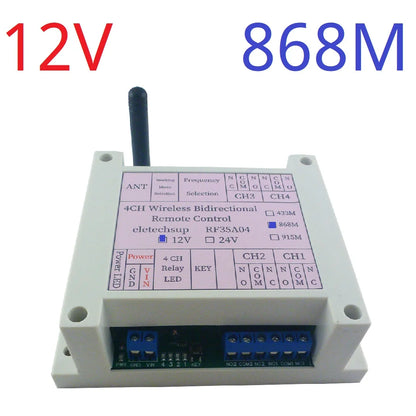 RF35A04 Wireless Bidirectional Remote Control 433M 868M Feedback AES Rolling Code for Gating Crane Garage Door Industrial Manufacturing