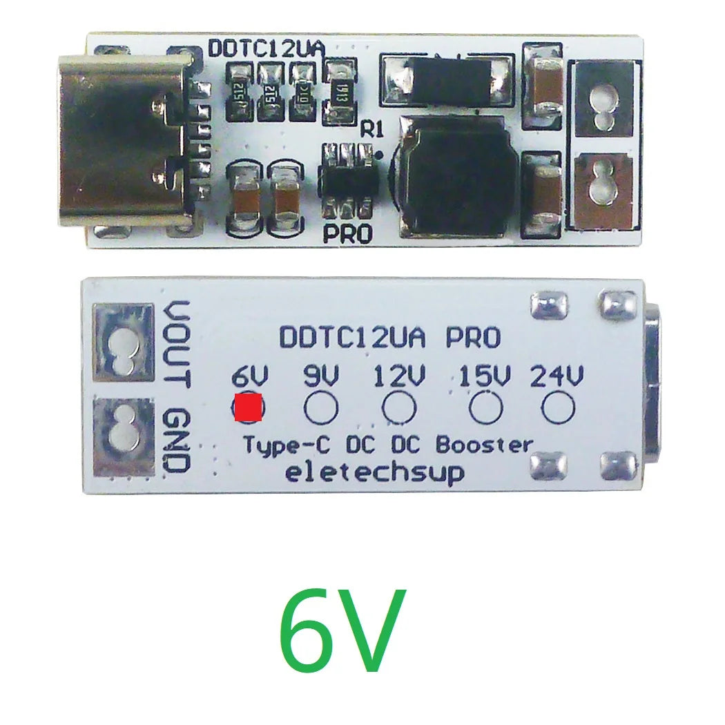 DDTC12UA_PRO Full Function Type-C PD QC USB 5V to 5V to 6V 9V 12V 15V 24V 9W DC-DC Boost Converter for Arduino Smart Home Speaker